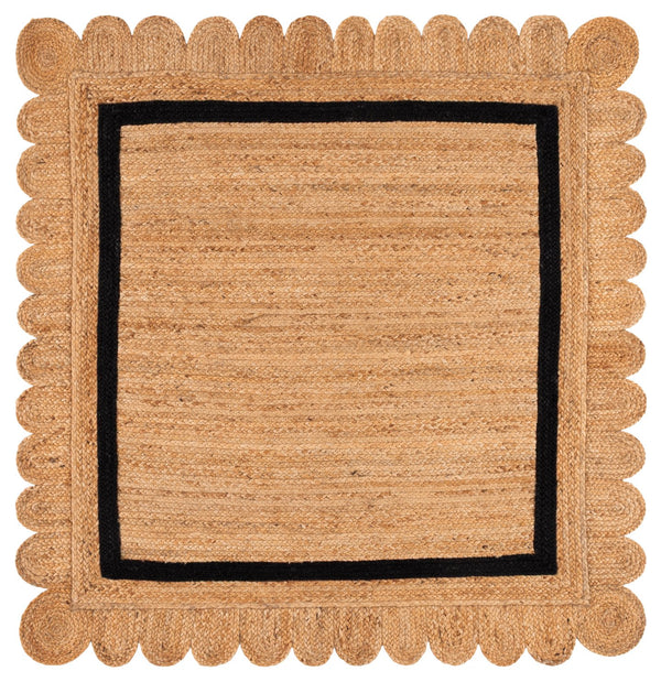 Safavieh Natural Hand-Woven Jute Rug – Low-Profile 1/4" Coastal Minimalist Accent With Natural & Black Tones 4'-0" x 6'-0" NF896Z-4