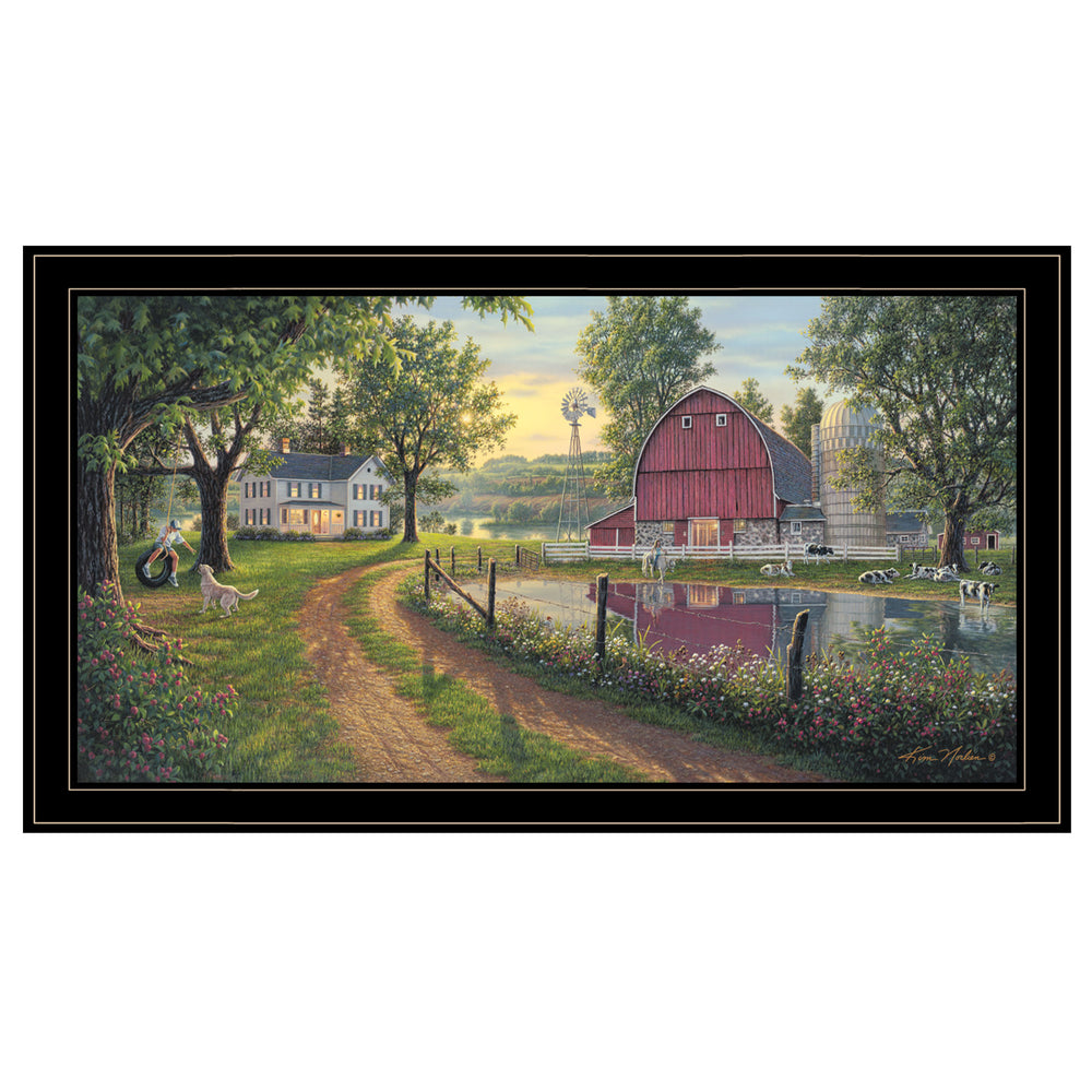 English Elm Trendy Decor 4u Pastoral Landscape Wood Framed Canvas Print for Farmhouse Living Rooms B06787747