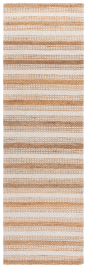 Safavieh Natural Hand-Loomed Ivory & Brown Striped Rug — Wool-Cotton Blend, Low-Profile Coastal Texture, Durable Elegance 6'-0" x 9'-0" NFB101A-6