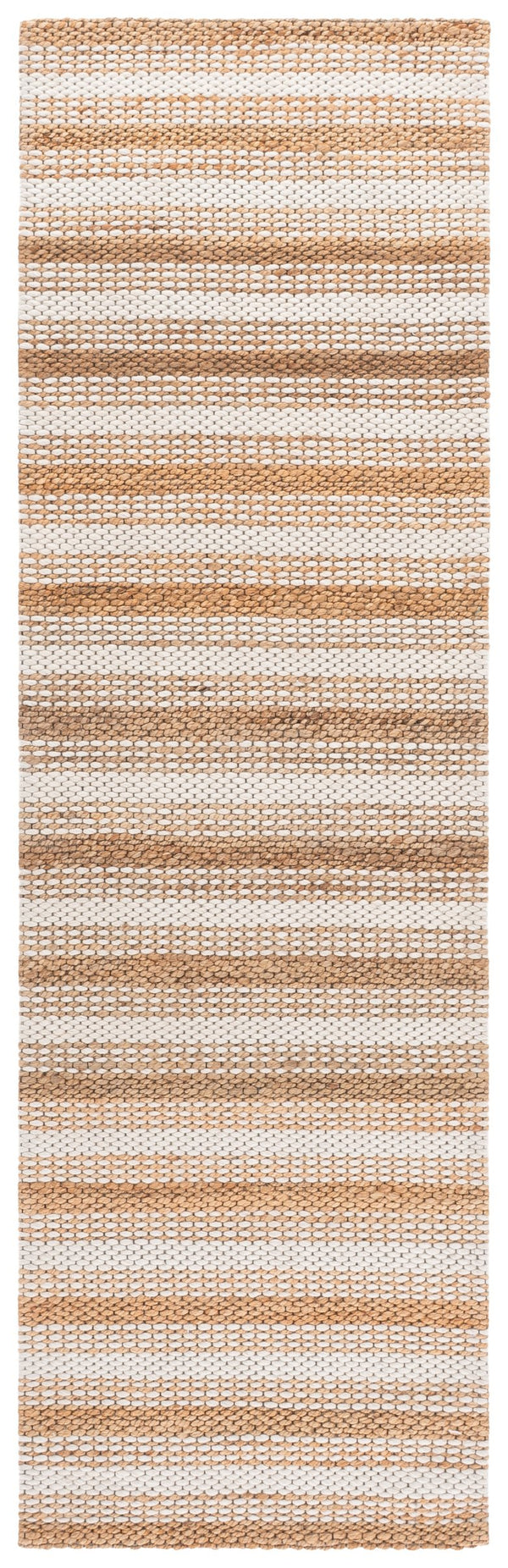 Safavieh Natural Hand-Loomed Ivory & Brown Striped Rug — Wool-Cotton Blend, Low-Profile Coastal Texture, Durable Elegance 6'-0" x 9'-0" NFB101A-6