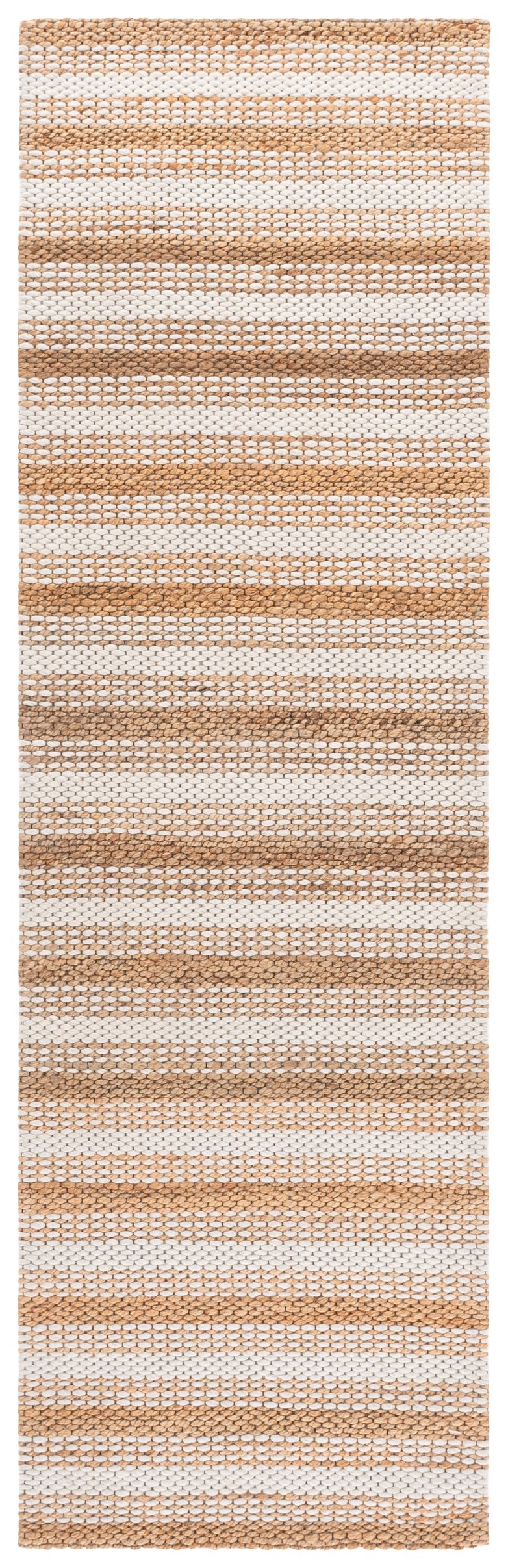 Safavieh Natural Hand-Loomed Ivory & Brown Striped Rug — Wool-Cotton Blend, Low-Pile Coastal Texture For Home 9'-0" x 12'-0" NFB101A-9