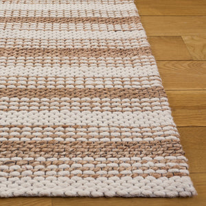 Safavieh Natural Hand-Loomed Ivory & Brown Striped Rug — Wool-Cotton Blend, Low-Profile Coastal Texture, Durable Elegance 6'-0" x 9'-0" NFB101A-6