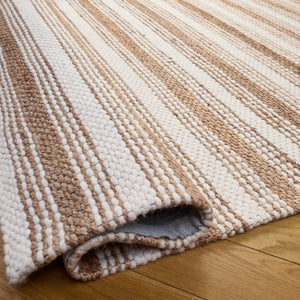Safavieh Natural Hand-Loomed Ivory & Brown Striped Rug — Wool-Cotton Blend, Low-Profile Coastal Texture, Durable Elegance 6'-0" x 9'-0" NFB101A-6