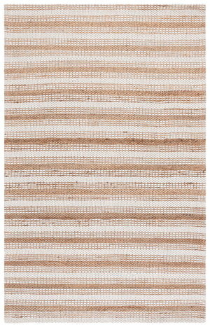 Safavieh Natural Hand-Loomed Ivory & Brown Striped Rug — Wool-Cotton Blend, Low-Profile Coastal Texture, Durable Elegance 6'-0" x 9'-0" NFB101A-6