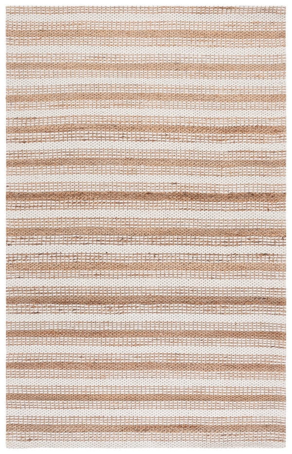 Safavieh Natural Hand-Loomed Ivory & Brown Striped Rug — Wool-Cotton Blend, Low-Profile Coastal Texture, Durable Elegance 6'-0" x 9'-0" NFB101A-6