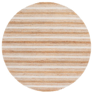 Safavieh Natural Hand-Loomed Ivory & Brown Striped Rug — Wool-Cotton Blend, Low-Profile Coastal Texture, Durable Elegance 6'-0" x 9'-0" NFB101A-6