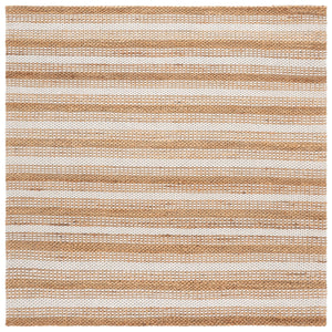 Safavieh Natural Hand-Loomed Ivory & Brown Striped Rug — Wool-Cotton Blend, Low-Profile Coastal Texture, Durable Elegance 6'-0" x 9'-0" NFB101A-6