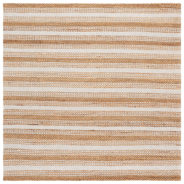 Safavieh Natural Hand-Loomed Ivory & Brown Striped Rug — Wool-Cotton Blend, Low-Profile Coastal Texture, Durable Elegance 6'-0" x 9'-0" NFB101A-6