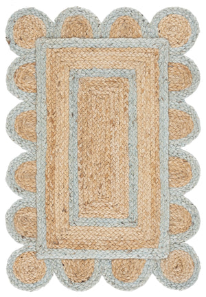 Safavieh Natural Handwoven Jute Area Rug With Light Blue Accents — Coastal Texture, Eco-Friendly Craftsmanship 4'-0" x 6'-0" NFB125K-4