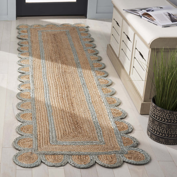 Safavieh Natural Handwoven Jute Area Rug With Light Blue Accents — Coastal Texture, Eco-Friendly Craftsmanship 4'-0" x 6'-0" NFB125K-4