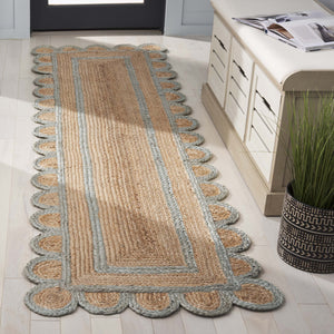 Safavieh Natural Hand‑Woven Jute Area Rug In Soft Natural & Light Blue — Coastal Texture, Durable Low Profile 6'-0" x 9'-0" NFB125K-6