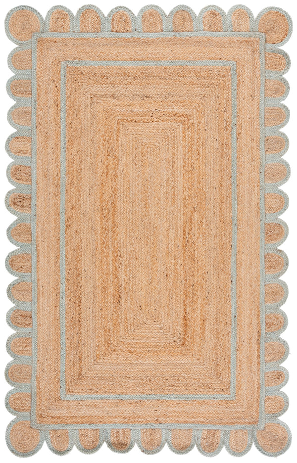 Safavieh Natural Hand‑Woven Jute Area Rug In Soft Natural & Light Blue — Coastal Texture, Durable Low Profile 6'-0" x 9'-0" NFB125K-6