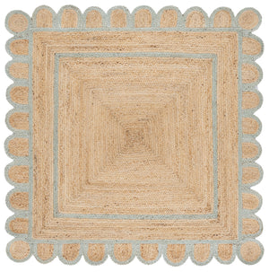 Safavieh Natural Handwoven Jute Area Rug With Light Blue Accents — Coastal Texture, Eco-Friendly Craftsmanship 4'-0" x 6'-0" NFB125K-4