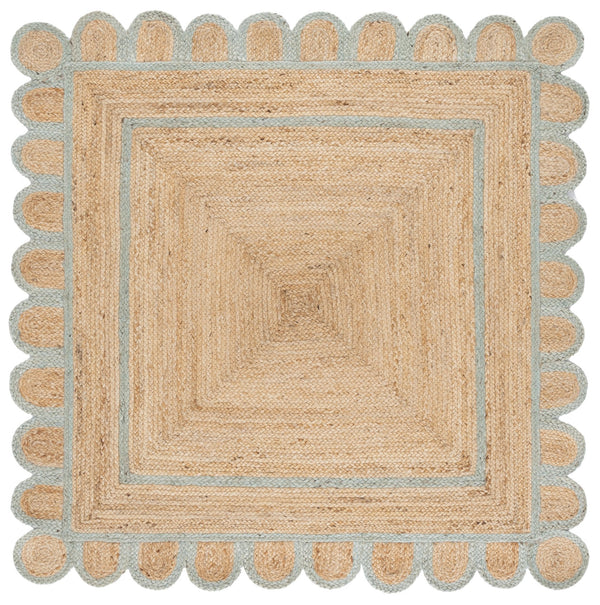 Safavieh Natural Handwoven Jute Area Rug With Light Blue Accents — Coastal Texture, Eco-Friendly Craftsmanship 4'-0" x 6'-0" NFB125K-4