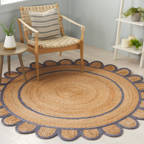 Safavieh Natural Handwoven Jute Area Rug - 3x5 Foot Ivory Charm For Rustic Home Decor Elegance Natural ,Blue Jute Nfb125m-4