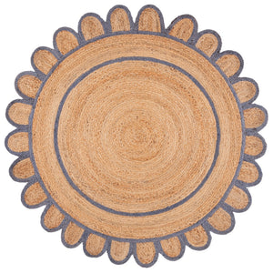 Safavieh Natural Handwoven Jute Area Rug - 3x5 Foot Ivory Charm For Rustic Home Decor Elegance Natural ,Blue Jute Nfb125m-4