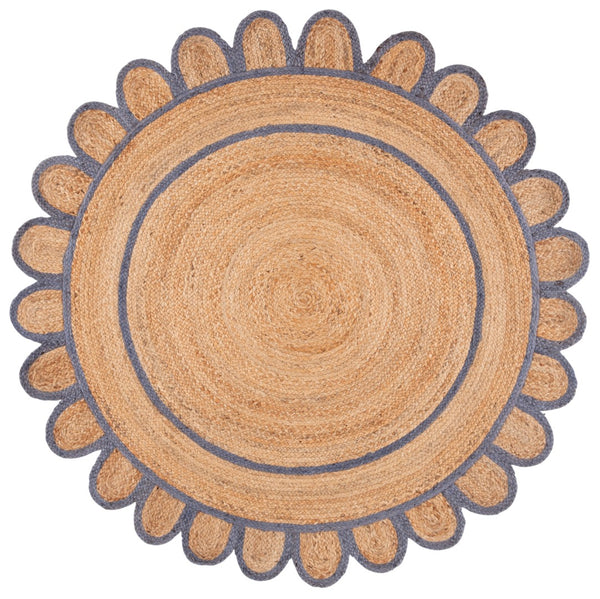 Safavieh Natural Handwoven Jute Area Rug - 3x5 Foot Ivory Charm For Rustic Home Decor Elegance Natural ,Blue Jute Nfb125m-4