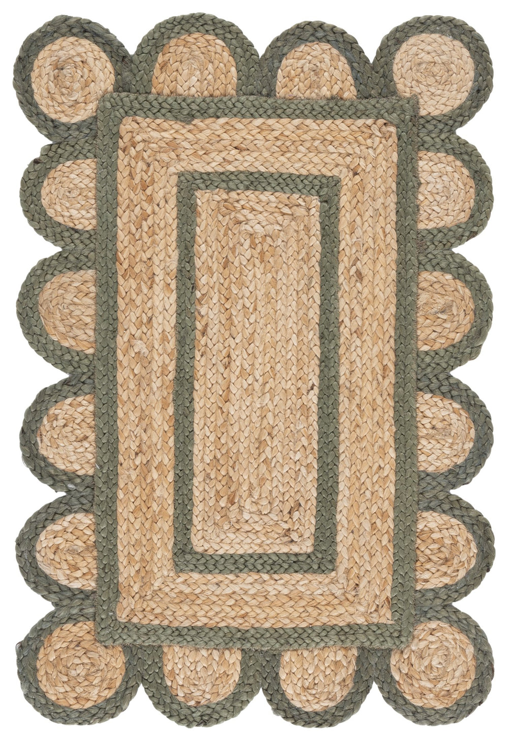 Safavieh Natural Hand‑Woven Jute Rug 3X5 In Olive & Natural — Low‑Profile, Durable, Coastal Farmhouse Style NFB125X-3