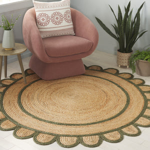 Safavieh Natural Hand‑Woven Jute Rug 3X5 In Olive & Natural — Low‑Profile, Durable, Coastal Farmhouse Style NFB125X-3