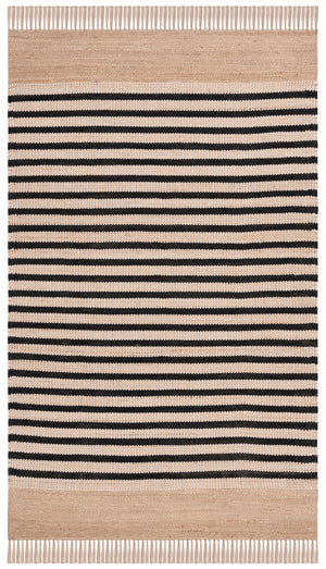 Safavieh Natural Handwoven Area Rug - Elegant Striped Design In Natural Tones, Perfect For Any Room Decor Natural ,Black 70% Jute 30% Cotton Nfb325z-6