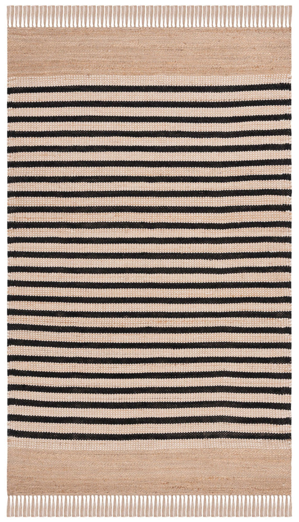 Safavieh Natural Handwoven Area Rug - Elegant Striped Design In Natural Tones, Perfect For Any Room Decor Natural ,Black 70% Jute 30% Cotton Nfb325z-6