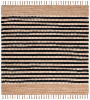 Safavieh Natural Handwoven Area Rug - Elegant Striped Design In Natural Tones, Perfect For Any Room Decor Natural ,Black 70% Jute 30% Cotton Nfb325z-6