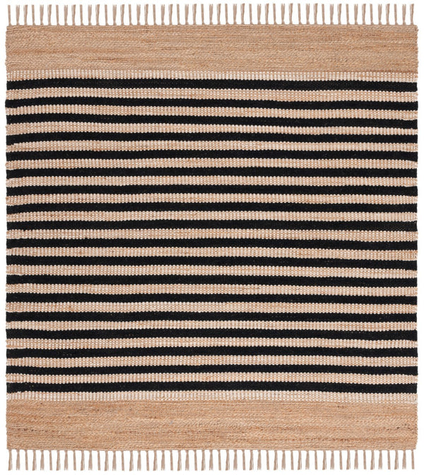 Safavieh Natural Handwoven Area Rug - Elegant Striped Design In Natural Tones, Perfect For Any Room Decor Natural ,Black 70% Jute 30% Cotton Nfb325z-6