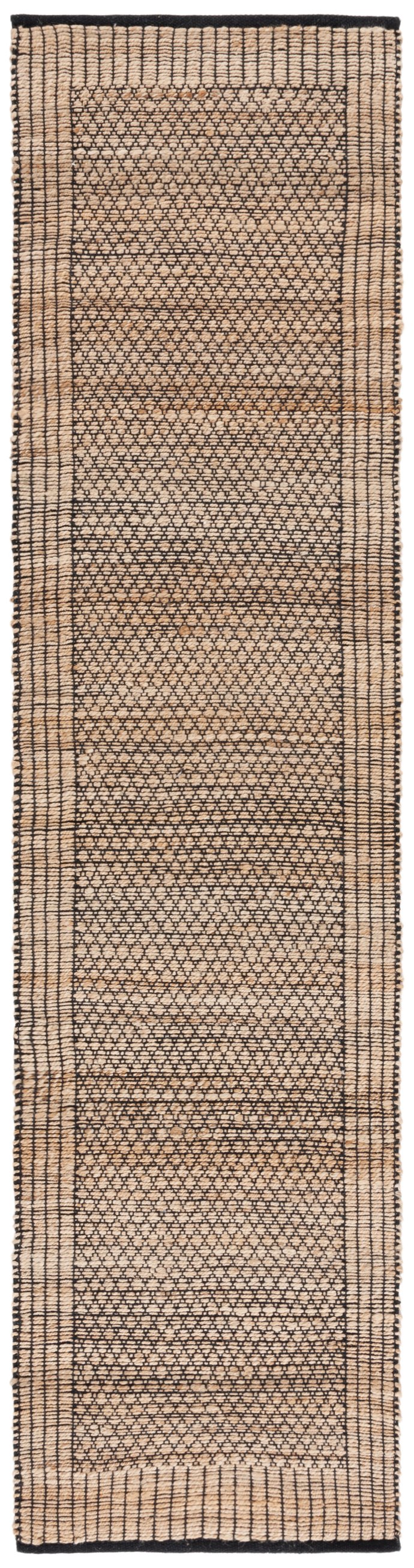 Safavieh Natural Handwoven Jute Runner Area Rug - Elegant Indian Craftsmanship For Timeless Home Décor Natural ,Black 60% Jute & 40% Cotton Nfb328z-29