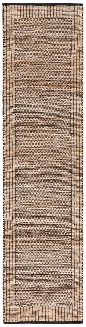 Safavieh Natural Handwoven Jute Runner Area Rug - Elegant Indian Craftsmanship For Timeless Home Décor Natural ,Black 60% Jute & 40% Cotton Nfb328z-29