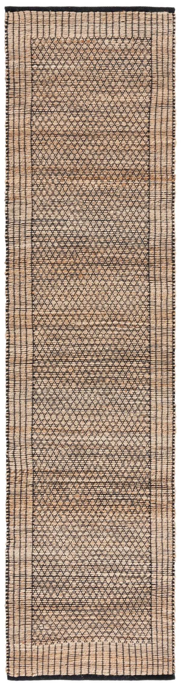 Safavieh Natural Handwoven Jute Runner Area Rug - Elegant Indian Craftsmanship For Timeless Home Décor Natural ,Black 60% Jute & 40% Cotton Nfb328z-29