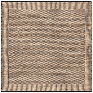 Safavieh Natural Handwoven Jute Runner Area Rug - Elegant Indian Craftsmanship For Timeless Home Décor Natural ,Black 60% Jute & 40% Cotton Nfb328z-6sq