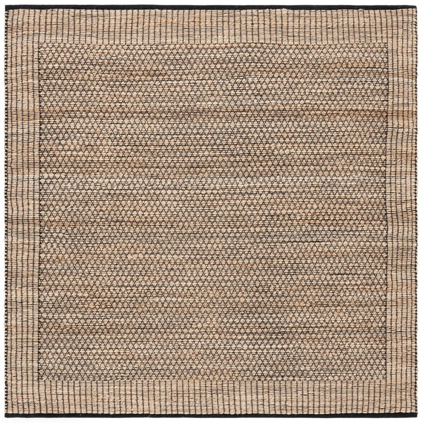 Safavieh Natural Handwoven Jute Runner Area Rug - Elegant Indian Craftsmanship For Timeless Home Décor Natural ,Black 60% Jute & 40% Cotton Nfb328z-6sq
