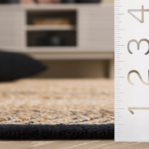 Safavieh Natural Fiber Area Rug - Handwoven Elegance And Comfort In Luxurious Jute And Cotton Blend Design Natural ,Black 60% Jute & 40% Cotton Nfb329z-8