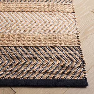 Safavieh Natural Fiber Area Rug - Handwoven Elegance And Comfort In Luxurious Jute And Cotton Blend Design Natural ,Black 60% Jute & 40% Cotton Nfb329z-8