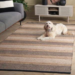 Safavieh Natural Fiber Area Rug - Handwoven Elegance And Comfort In Luxurious Jute And Cotton Blend Design Natural ,Black 60% Jute & 40% Cotton Nfb329z-8