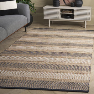 Safavieh Natural Fiber Handwoven Area Rug - Luxurious Jute & Cotton Blend For Elegant Home Décor Style Natural ,Black 60% Jute & 40% Cotton Nfb329z-5