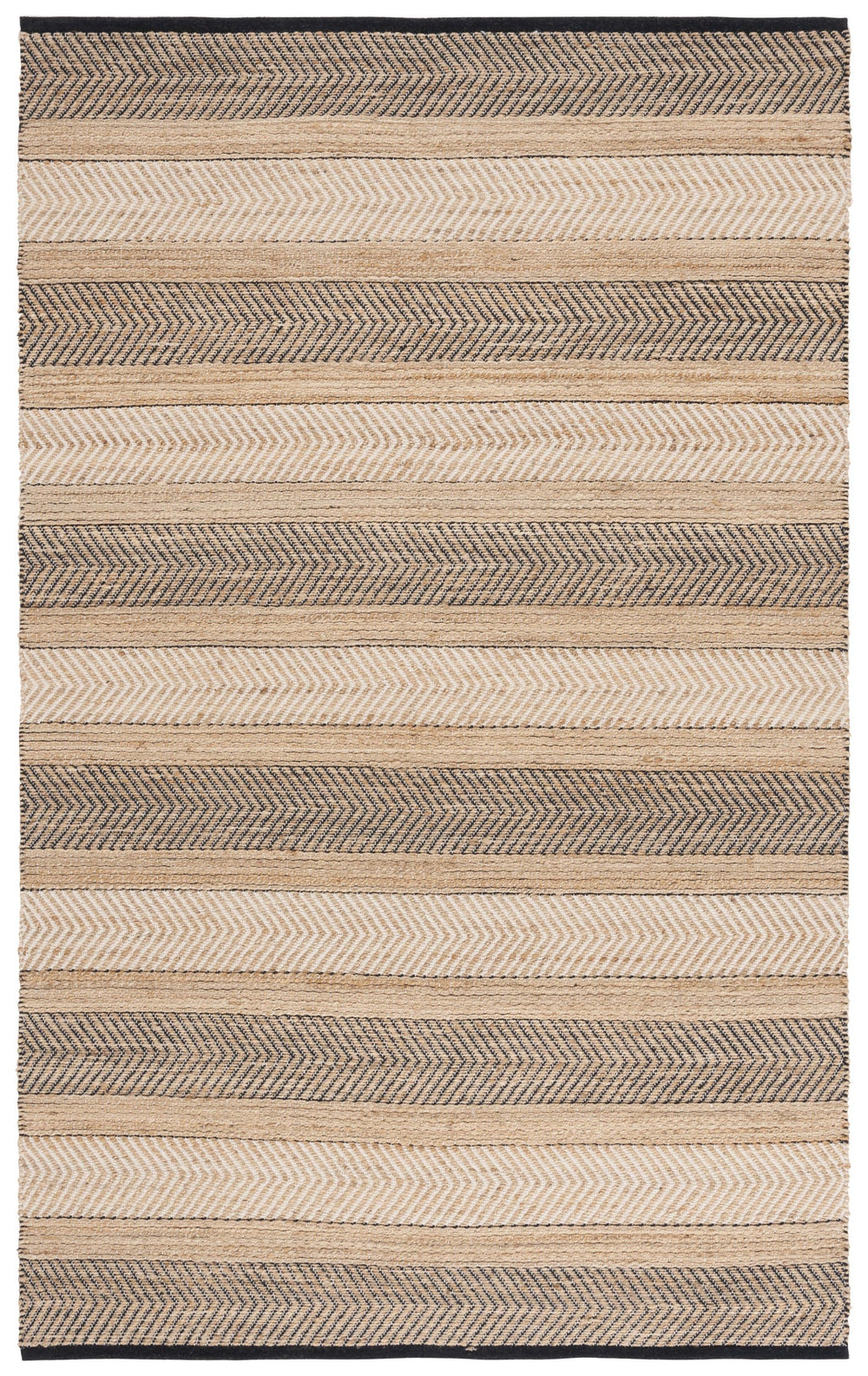 Safavieh Natural Fiber Handwoven Area Rug - Luxurious Jute & Cotton Blend For Elegant Home Décor Style Natural ,Black 60% Jute & 40% Cotton Nfb329z-5