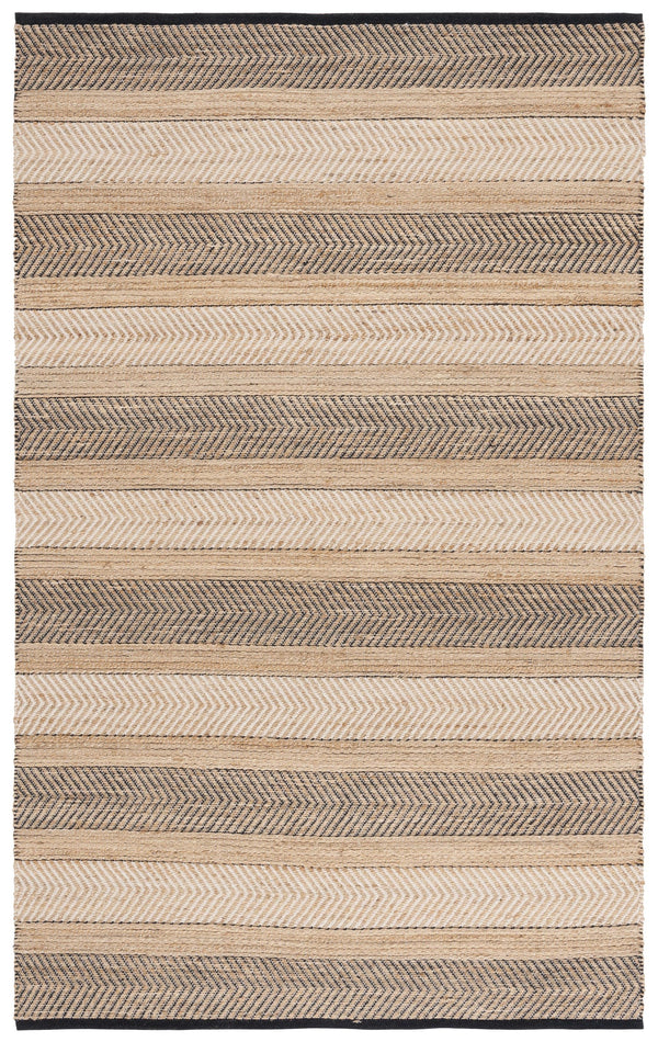 Safavieh Natural Fiber Handwoven Area Rug - Luxurious Jute & Cotton Blend For Elegant Home Décor Style Natural ,Black 60% Jute & 40% Cotton Nfb329z-5