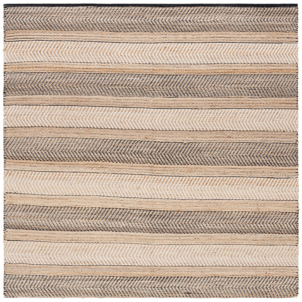 Safavieh Natural Fiber Handwoven Area Rug - Luxurious Jute & Cotton Blend For Elegant Home Décor Style Natural ,Black 60% Jute & 40% Cotton Nfb329z-6sq