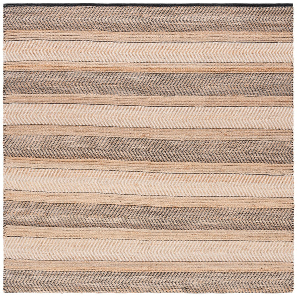 Safavieh Natural Fiber Area Rug - Handwoven Elegance And Comfort In Luxurious Jute And Cotton Blend Design Natural ,Black 60% Jute & 40% Cotton Nfb329z-8