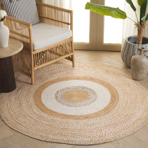 Safavieh Natural Jute Round Area Rug - Hand-woven Elegance With Timeless Craftsmanship For Home Decor Natural ,Ivory Jute Nfb525a-5r