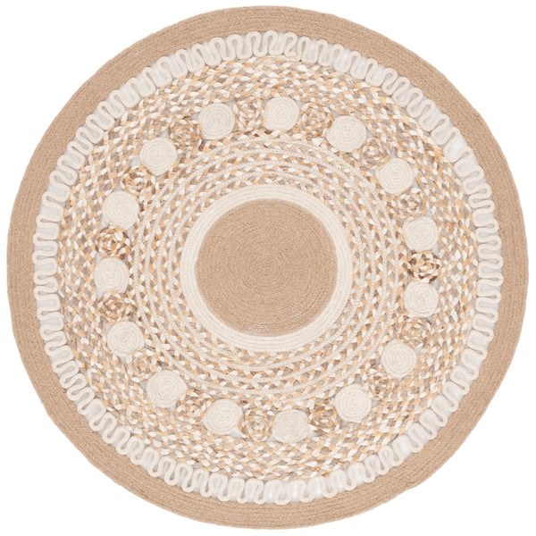 Safavieh Natural Handwoven Jute And Cotton Area Rug - Luxurious Plush Texture For Chic Home Decor Style Natural ,Ivory 70% Jute & 30% Cotton Nfb526a-4r