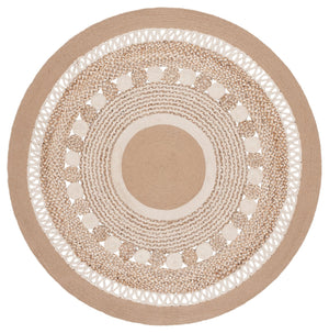 Safavieh Natural Handwoven Jute And Cotton Round Area Rug - Earthy Elegance For Your Home Décor And Comfort Natural ,Ivory 70% Jute & 30% Cotton Nfb526a-5r