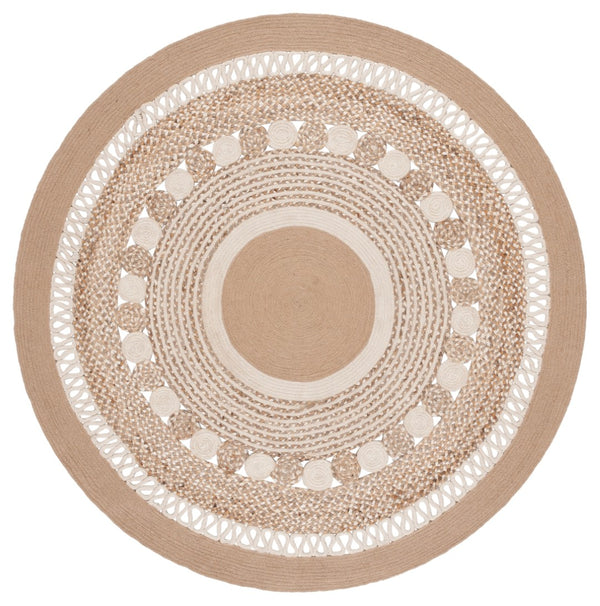 Safavieh Natural Handwoven Jute And Cotton Area Rug - Luxurious Plush Texture For Chic Home Decor Style Natural ,Ivory 70% Jute & 30% Cotton Nfb526a-4r