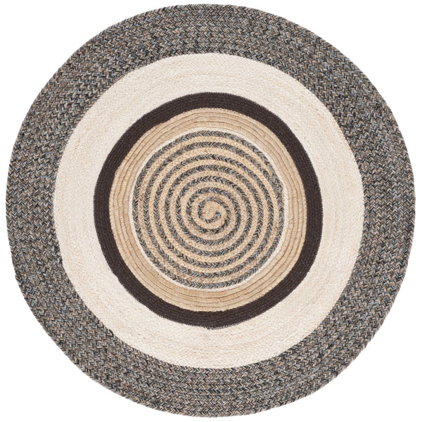 Safavieh Natural Handwoven Area Rug - Chic Round Design In Warm Brown And Elegant Ivory, 60% Jute Comfort Brown ,Ivory 60% Jute & 40% Cotton Nfb527t-3r