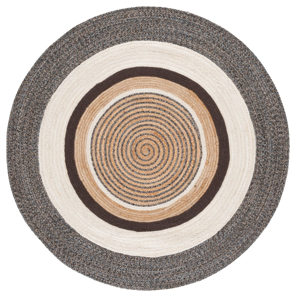 Safavieh Natural Handwoven Area Rug - Chic Round Design In Warm Brown And Elegant Ivory, 60% Jute Comfort Brown ,Ivory 60% Jute & 40% Cotton Nfb527t-3r