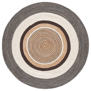Safavieh Natural Handwoven Area Rug - Chic Round Design In Warm Brown And Elegant Ivory, 60% Jute Comfort Brown ,Ivory 60% Jute & 40% Cotton Nfb527t-5r