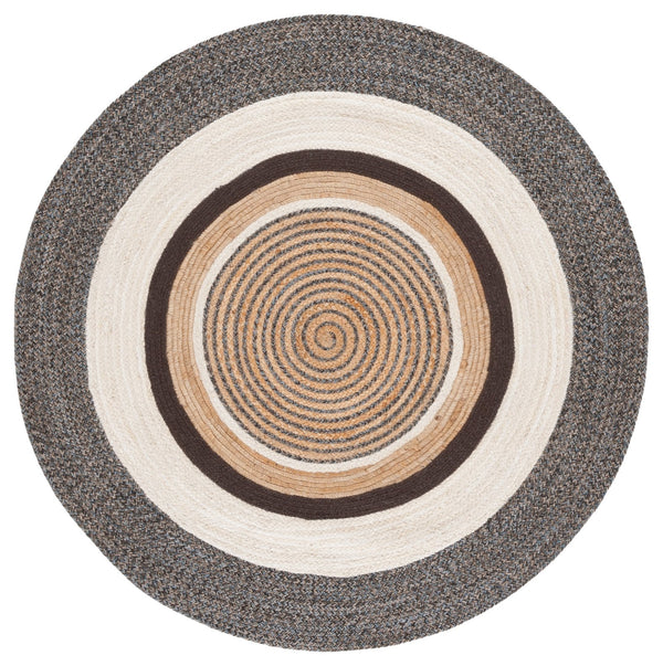 Safavieh Natural Handwoven Area Rug - Chic Round Design In Warm Brown And Elegant Ivory, 60% Jute Comfort Brown ,Ivory 60% Jute & 40% Cotton Nfb527t-5r