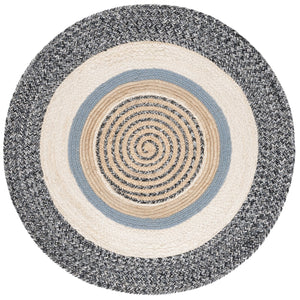 Safavieh Natural Handwoven Area Rug - Chic Round Design In Warm Brown And Elegant Ivory, 60% Jute Comfort Black ,Ivory 60% Jute & 40% Cotton Nfb527z-3r