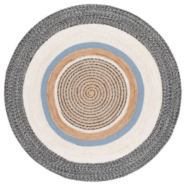 Safavieh Natural Handwoven Area Rug: Elegant Brown And Ivory Design For Cozy Living Spaces, Artisanal Craftsmanship Black ,Ivory 60% Jute & 40% Cotton Nfb527z-4r